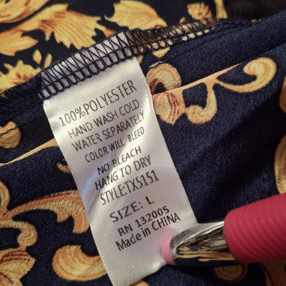 Pastel Button High-Low Gold/Black Long Sleeve Blouse Tunic Top Women Size Large - Picture 10 of 14